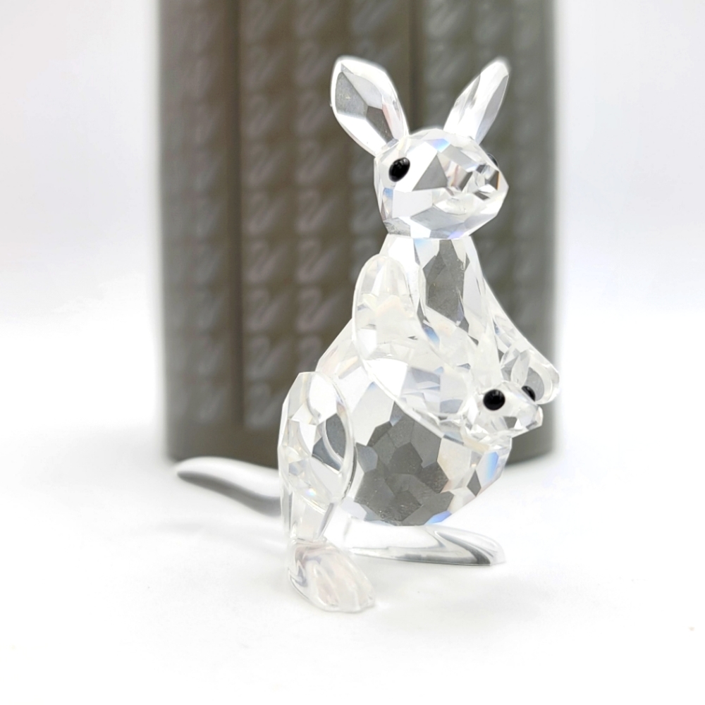SWAROVSKI CRYSTAL MOTHER KANGAROO & JOEY FIGURINE
